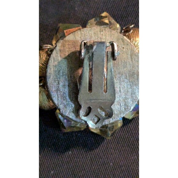 Vintage Clip-On Earrings Aurora Borealis Crystal Beads Cluster Retro Estate - Picture 7 of 7